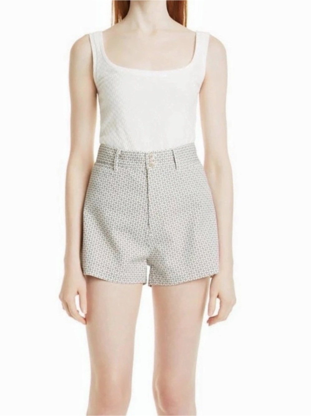 Rebecca Taylor Floral High Waist Shorts in White & Blue Size 6 Like New